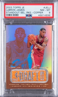 2003-04 Topps JE Standout Selection Copper #JELJ LeBron James NBA Logo Patch Rookie Card - PSA NM-MT 8
